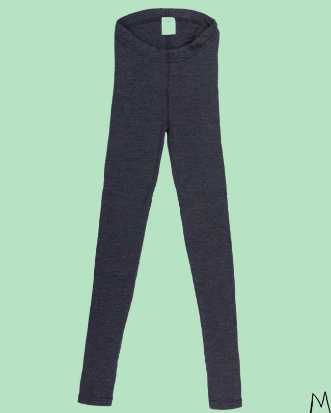 Ulleggings för vuxen i ribbstickad merinoull från MaM by ManyMonths, färg Foggy Black