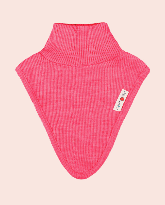 Halskrage i ribbstickad merinoull från ManyMonths, färg Pop Pink