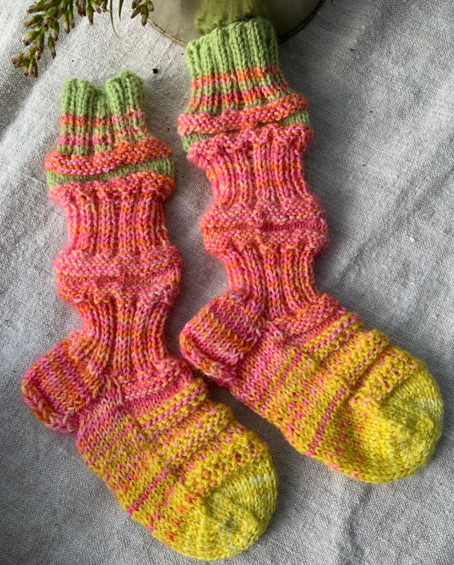 Tågsockor av restgarn, 11,5cm i foten