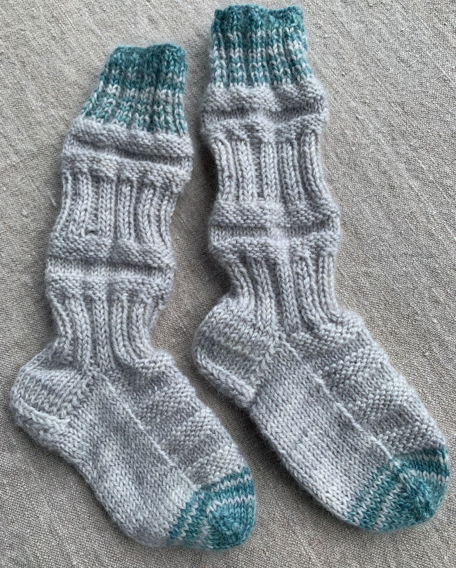 Tågsockor av restgarn, 11,5cm i foten