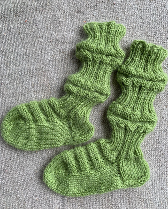 Tågsockor av restgarn, 11,5cm i foten