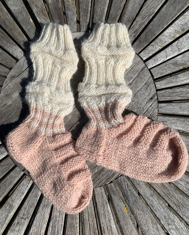 Tågsockor av restgarn, 12.5cm i foten
